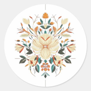 Atemberaubend blumenreich runder aufkleber