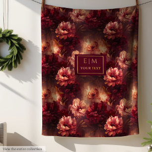 Atemberaubend Blush Burgund Gold Floral Wasserfarb Fleecedecke