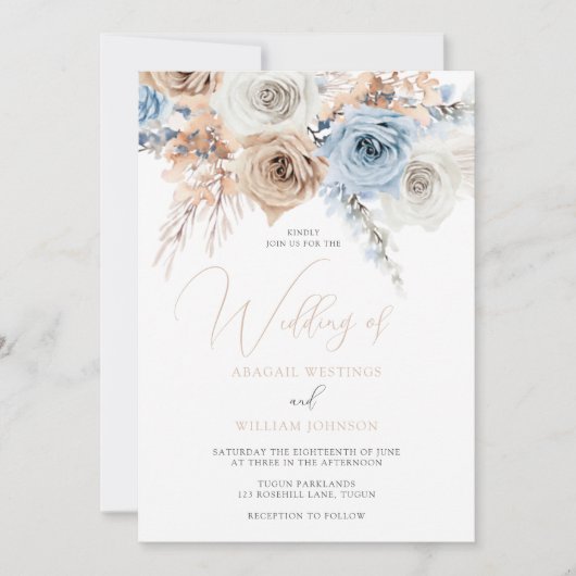 Atemberaubend Boho Floral Wedding Einladung (Vorderseite)