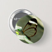 Atemberaubend-braun-glatter Schmetterling Button (Vorne & Hinten)