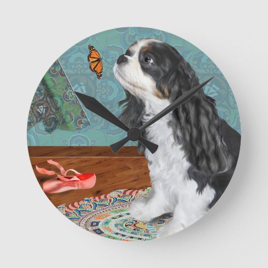 Atemberaubend Cavalier Spaniel Wall Clock Runde Wanduhr (Vorderseite)