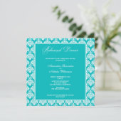 Atemberaubend Damask Probe Dinner Einladung (Aqua) (Stehend Vorderseite)