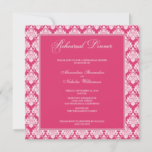 Atemberaubend Damask Probe Dinner Einladung (Fusch (Vorderseite)