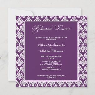 Atemberaubend Damask Probe Dinner Einladung (lila)