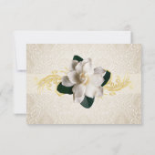 Atemberaubend Dark Green & Ivory Gardenia Wedding RSVP Karte (Rückseite)