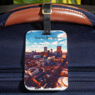 Atemberaubend Denver Colorado Stadtansicht Gepäckanhänger