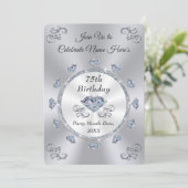 Atemberaubend Diamond, 75. Geburtstagskarte Einladung (Stehend Vorderseite)