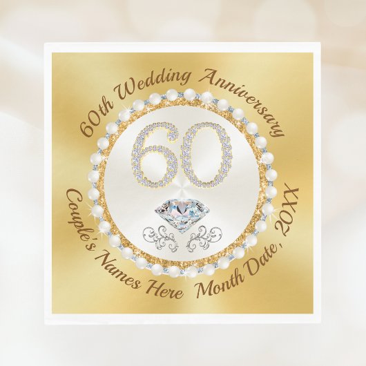 Atemberaubend Diamond, Neapel zum 60. Hochzeitstag Serviette