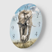 Atemberaubend Elephant Baby Calf Große Wanduhr (Winkel)