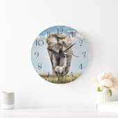Atemberaubend Elephant Baby Calf Große Wanduhr (Zuhause)
