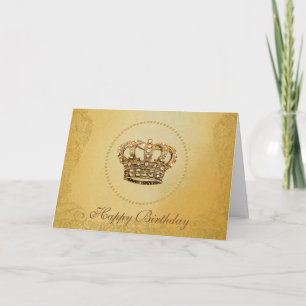 Atemberaubend Gold Crown Happy Birthay Karte