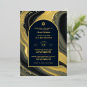 Atemberaubend GOLD FOIL Agate Marble Bat Mitzvah Folieneinladung (Stehend vorne)