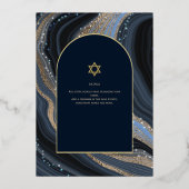 Atemberaubend GOLD FOIL Agate Marble Bat Mitzvah Folieneinladung (Rückseite)