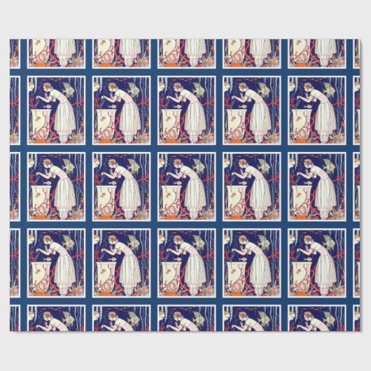 ATEMBERAUBEND KLEINER FISCH , ART DECO SCHÖNHEIT F GESCHENKPAPIER (Flach)