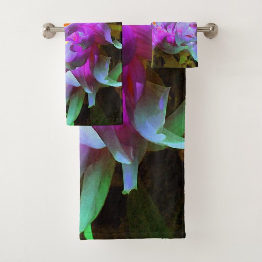 Atemberaubend Magenta und Lime Green Cactus Dahlia Badhandtuch Set (Insitu)