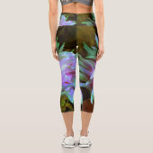 Atemberaubend Magenta und Lime Green Cactus Dahlia Capri Leggings (Rückseite)