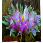 Atemberaubend Magenta und Lime Green Cactus Dahlia Duschvorhang (Vorderseite)