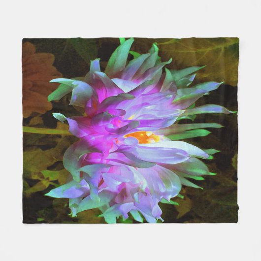 Atemberaubend Magenta und Lime Green Cactus Dahlia Fleecedecke (Vorderseite (Horizontal))