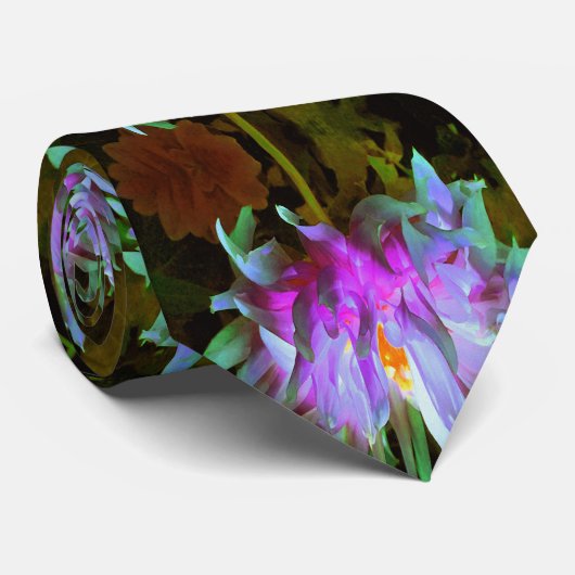 Atemberaubend Magenta und Lime Green Cactus Dahlia Krawatte (Gerollt)