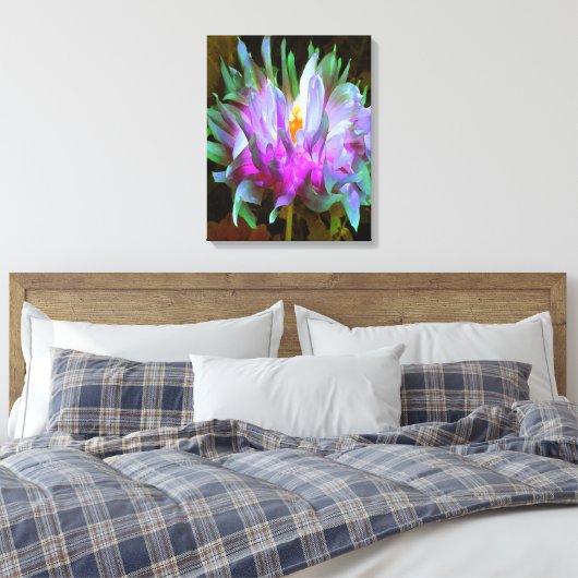 Atemberaubend Magenta und Lime Green Cactus Dahlia Leinwanddruck (Insitu (Schlafzimmer))