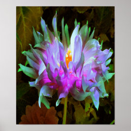 Atemberaubend Magenta und Lime Green Cactus Dahlia Poster