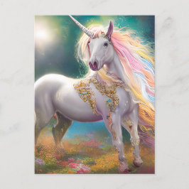 Atemberaubend Magisches Ganzkörper Weißes Einhorn Postkarte