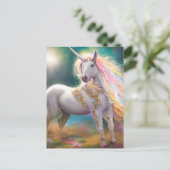 Atemberaubend Magisches Ganzkörper Weißes Einhorn Postkarte (Stehend Vorderseite)