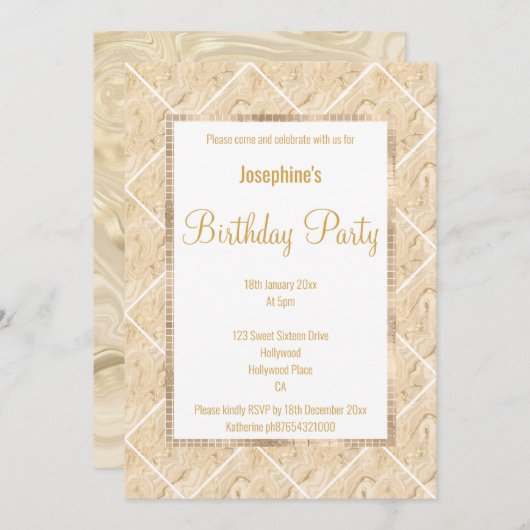 ATEMBERAUBEND METALLIKCHAMPAGNE & GOLD CUSTOM SATI EINLADUNG (Vorne/Hinten)