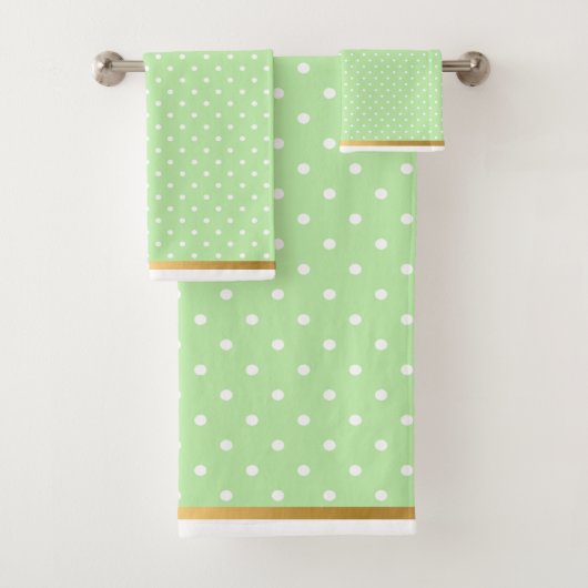 ATEMBERAUBEND MINT GREEN GOLD SPOT BADEZIMMER TOWE BADHANDTUCH SET (Insitu)