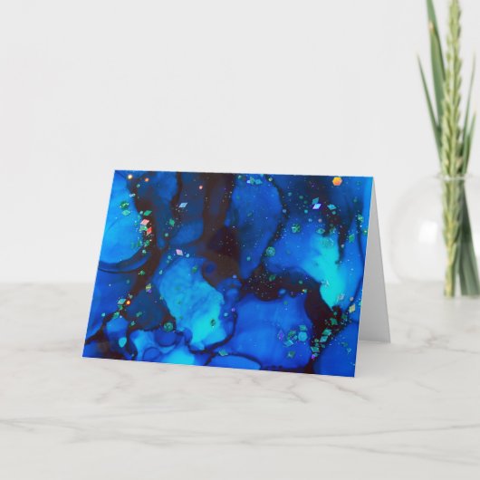 Atemberaubend Ocean Holographic Alcohol Ink Painti Karte (Vorderseite)