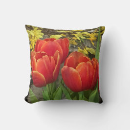 Atemberaubend Orange Red Tulips Kissen