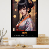 atemberaubend-orangefarbenes Kimono - japanische W Poster (Küche)