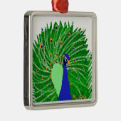 Atemberaubend Peacock Originalkunst von Sophie Age Silbernes Ornament (Rechts)