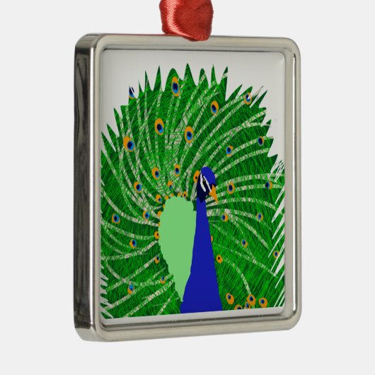 Atemberaubend Peacock Originalkunst von Sophie Age Silbernes Ornament (Rechts)