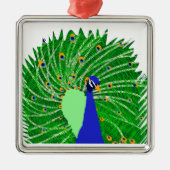 Atemberaubend Peacock Originalkunst von Sophie Age Silbernes Ornament (Vorne)