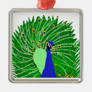 Atemberaubend Peacock Originalkunst von Sophie Age Silbernes Ornament
