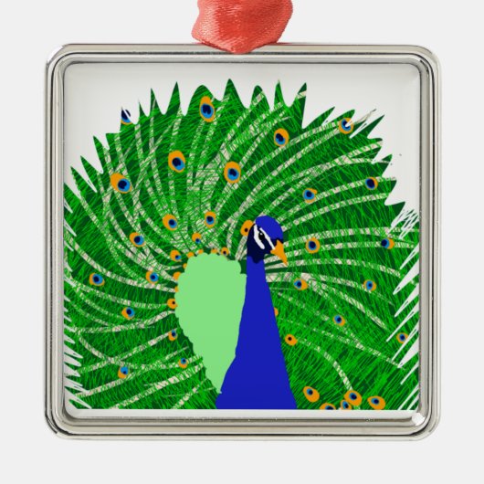 Atemberaubend Peacock Originalkunst von Sophie Age Silbernes Ornament (Vorne)
