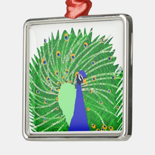 Atemberaubend Peacock Originalkunst von Sophie Age Silbernes Ornament (Links)