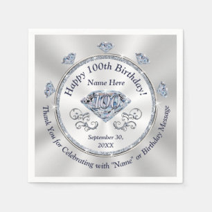 Atemberaubend Personalisiert, 100. Geburtstag Napk Serviette