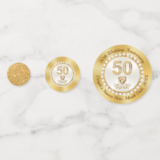 Atemberaubend Personalisiert, 50. Jubiläum Confett Konfetti (Vorderseiten)