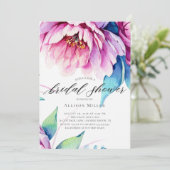 Atemberaubend Pink Peonies Bridal Dusche Einladung (Stehend Vorderseite)