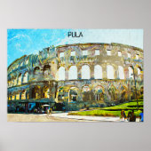 Atemberaubend Pula Kroatien Ölgemälde in der Stadt Poster (Vorne)