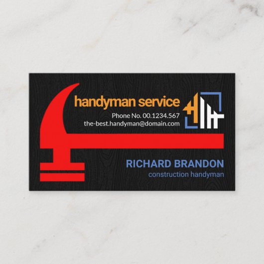 Atemberaubend Red Hammer Black Timer Grunge Handym Visitenkarte (Vorderseite)