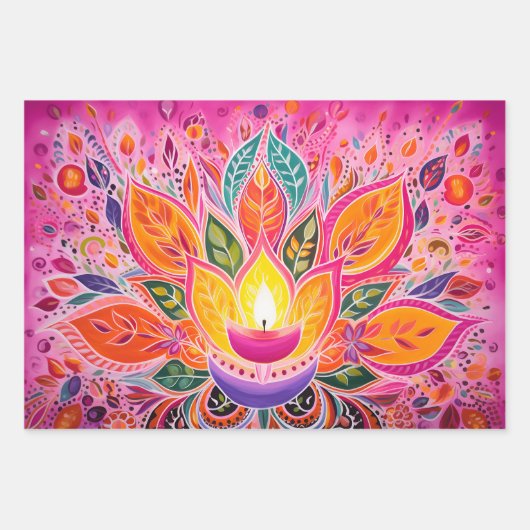 Atemberaubend rosa Diwali Geschenkpapier Set (Vorderseite 2)