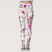 Atemberaubend rosa Farbflora Muster Leggings (Vorderseite)
