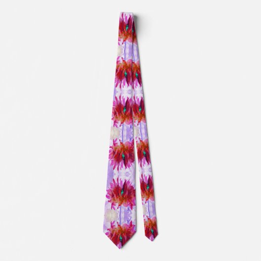 Atemberaubend Rot und Heiß rosa Kaktus Dahlia Krawatte (Vorderseite)