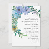 Atemberaubend Sapphire Blue Floral Wedding Einladu Einladung (Vorderseite)