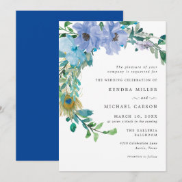 Atemberaubend Sapphire Blue Floral Wedding Einladu Einladung