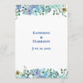 Atemberaubend Sapphire Blue Floral Wedding Menükarte (Rückseite)