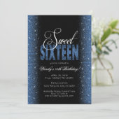 Atemberaubend Sapphire Blue Sweet 16 Party Einladu Einladung (Stehend Vorderseite)